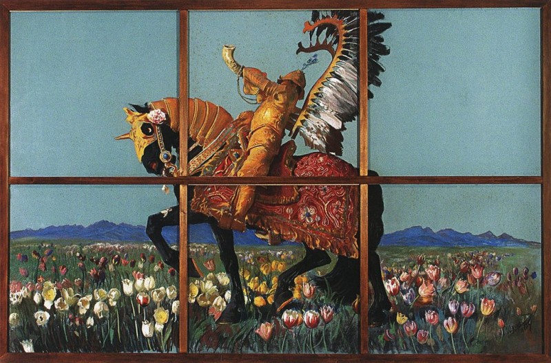 Otwórz galerię (1 fotografii) Rycerz wśród kwiatów - Leon Wyczółkowski | Instytut POLONIKA