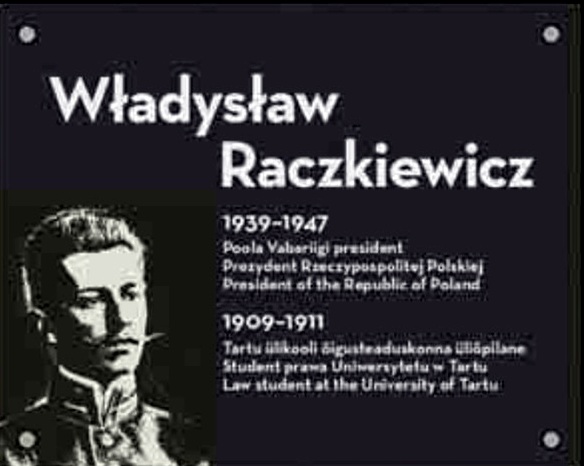 Tablica poświęcona Władysławowi Raczkiewiczowi, fot. Uniwersytet w Tartu, stan obecny