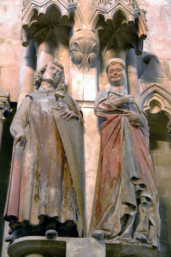 Fot. Rzeźby Regelindy i jej męża Hermana I w katedrze w Naumburgu, domena publiczna
