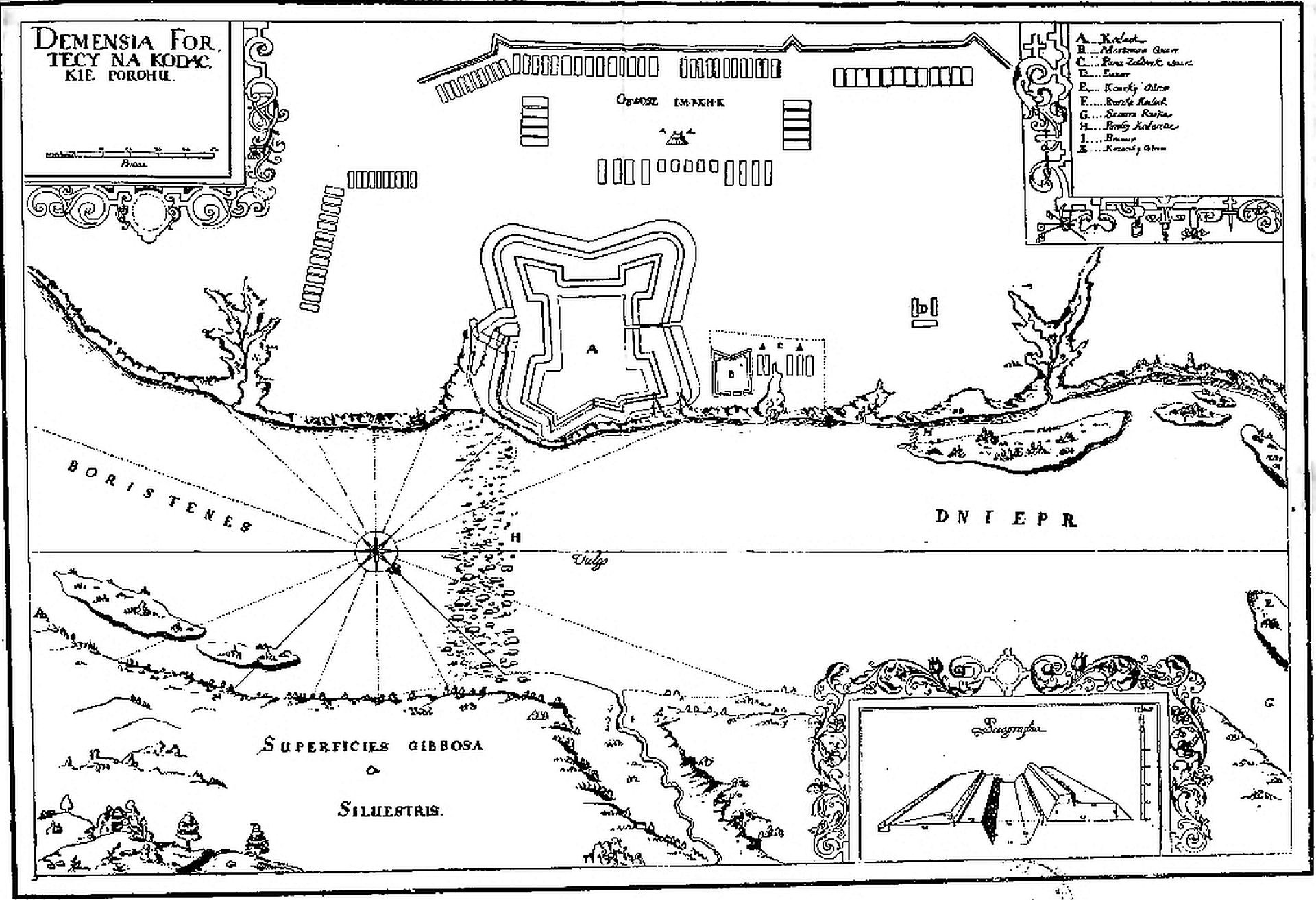 Plan fortu Kudak z redutą wykonany przez F. Getkanta (ze zbiorów Jerzego Czajewskiego)