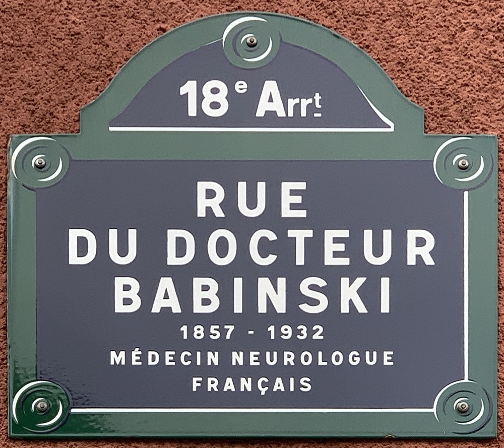Tabliczka informacyjna, Rue du Docteur-Babinski, 2021, domenta publiczna