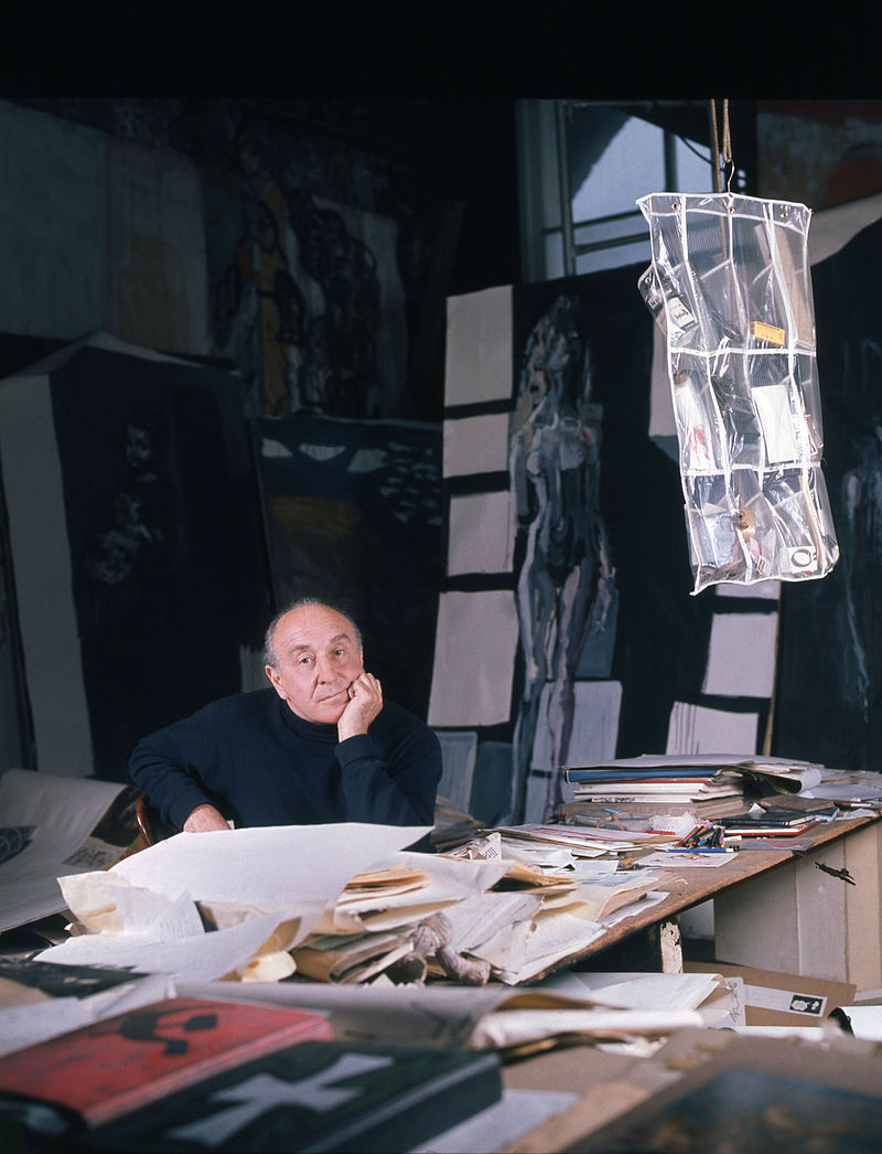 Feliks Topolski w swoim studio, Londyn, fotografia, Wikipedia