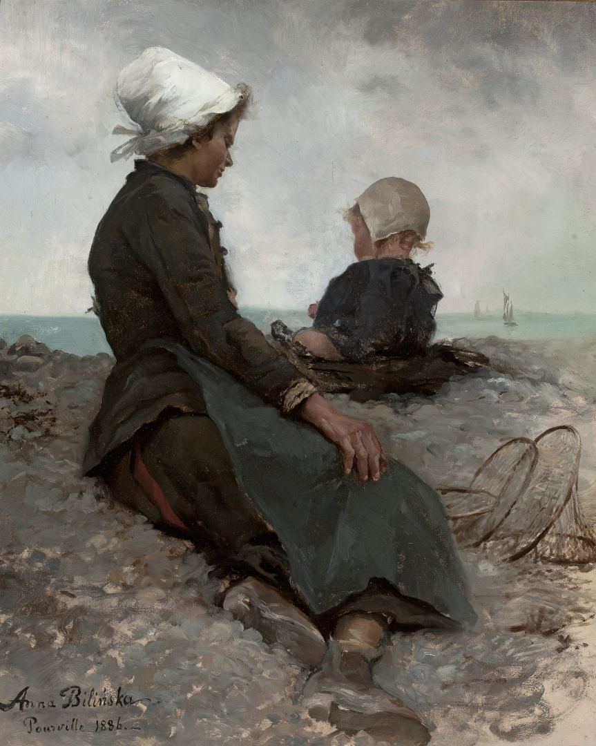 Anna Bilińska, „Nad morzem”, dykta, tektura, olej, 1886, Muzeum Narodowe w Warszawie, cyfrowe.mnw.art.pl