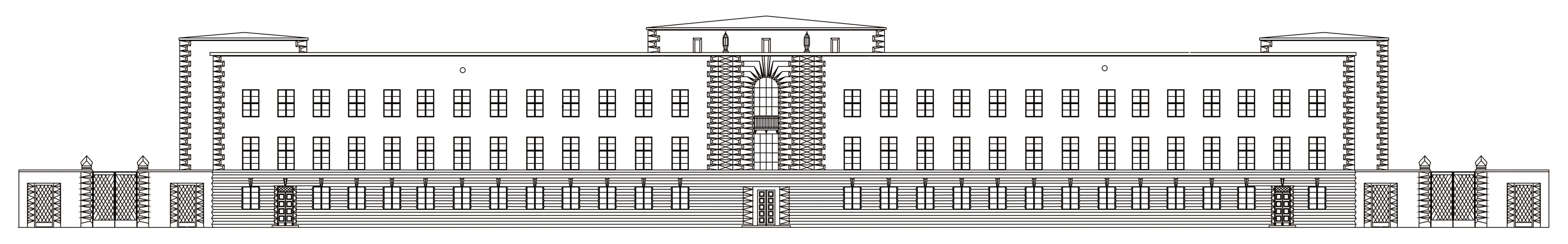 Projekt fasady budynku dawnego Sądu Okręgowego w Pińsku – wersja z 1926 r., AAN (odrys)