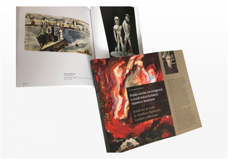 Okładka i środek książki o polskiej sztuce w londyńskiej kolekcji Matthew Batesona