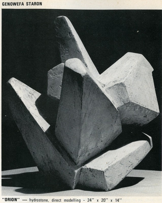 Genowefa Staroń z d. Supczak (1921‒2014), Orion, biały kamień, hydrostone, 61x50x35 cm, fot. Polonia of Tomorrow – katalog wystawy, 1978- Instytut POLONIKA