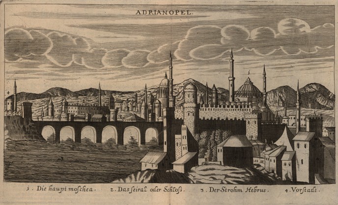 Rycina przedstawiająca panoramę Adrianopola | POLONIKA