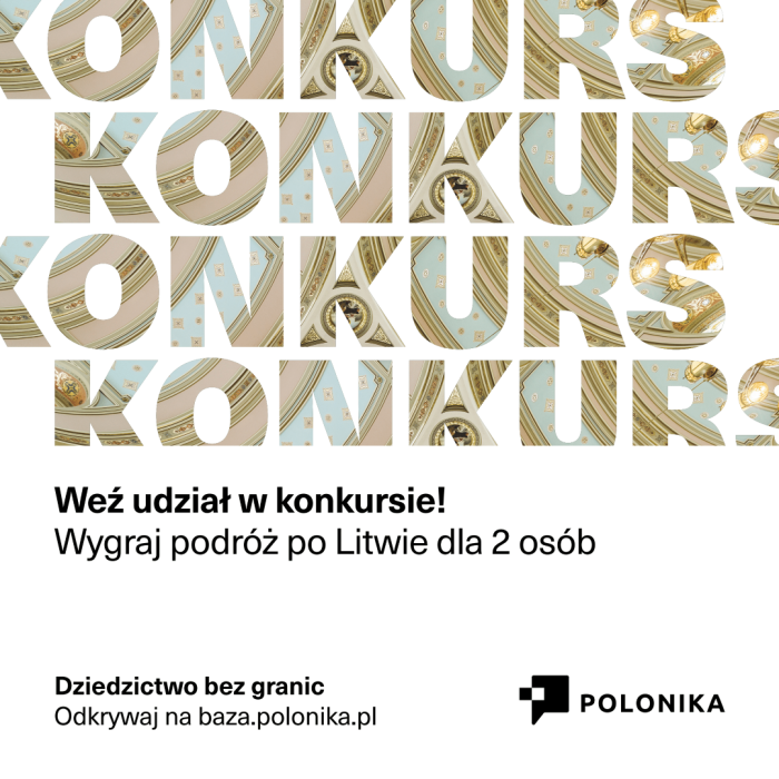 Otwórz zdjęcie Grafika informująca o konkursie i możliwości wygrania wycieczki na Litwę
