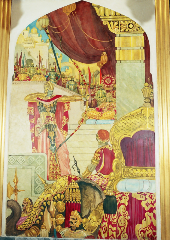 Stefan Norblin, Rama napinający magiczny łuk Śiwy na dworze Dżataki króla Widery, w rywalizacji o rękę Sity
