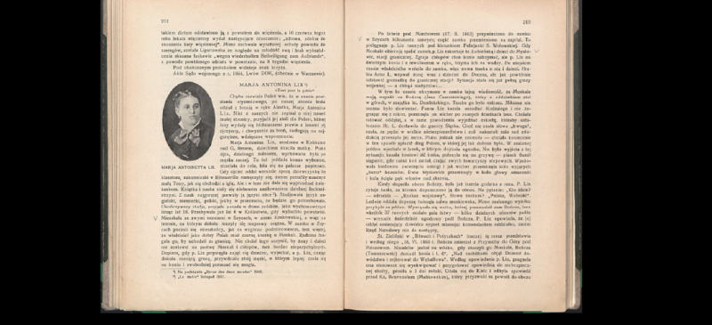 Fragment książki z zamieszczonym portretem Marie-Antoinette Lix