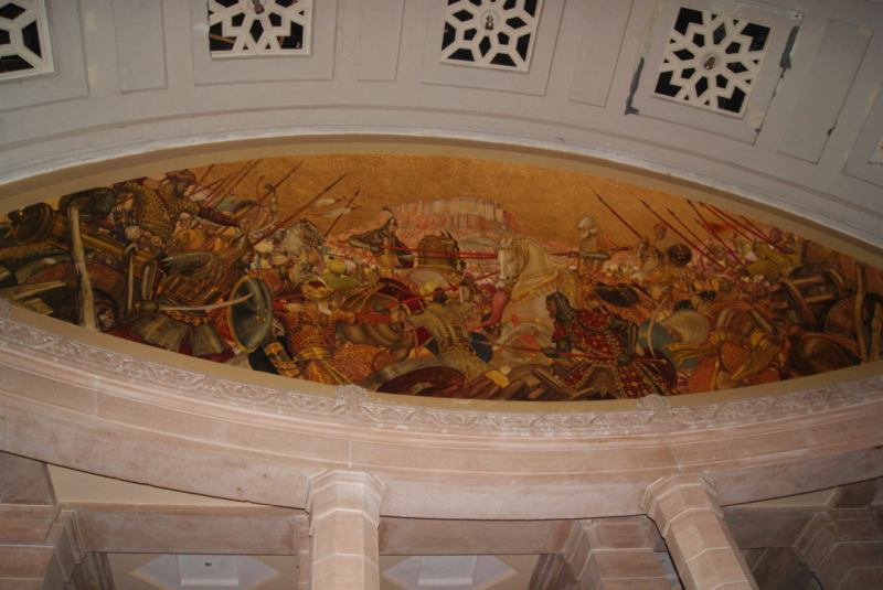 Dekoracja malarska Stefana Norblina przedstawiająca bitwę 