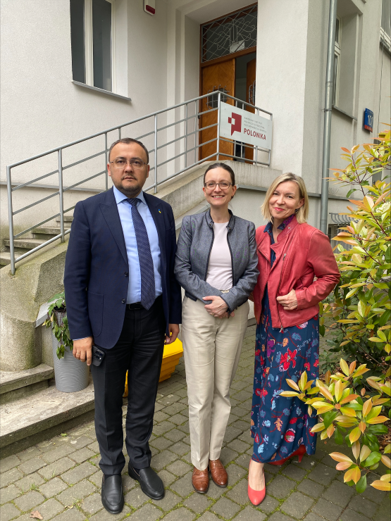 Ambasador Ukrainy w Instytucie Polonika. Od lewej: Vasyl Bodnar, Magdalena Erdman, Katarzyna Sokołowska. Fot. P. Ługowski